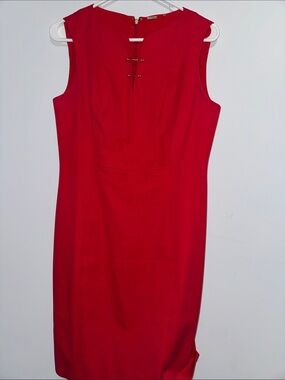 Elie Tahari  Sleeveless Red Sheath Dress - Classic Office Dress